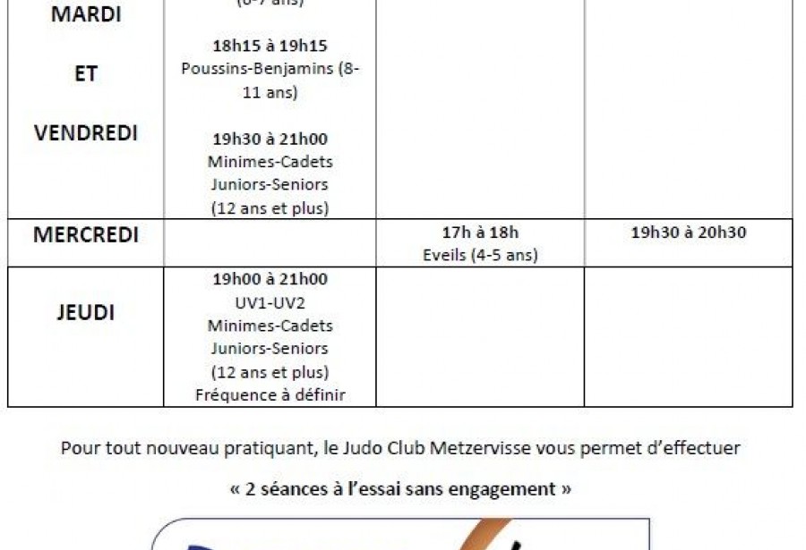 Horaires des cours 2025-2026